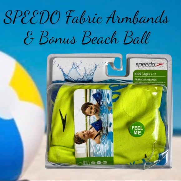 NIP Speedo Kids Begin to Swim Level 2 Fabric Armbands With Bonus Beach Ball - Picture 1 of 10